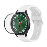 JUNSUNMAY Silicone Adjustable Strap + Full Coverage PMMA Screen Protector Kit, For Samsung Galaxy Watch6 Classic 43mm